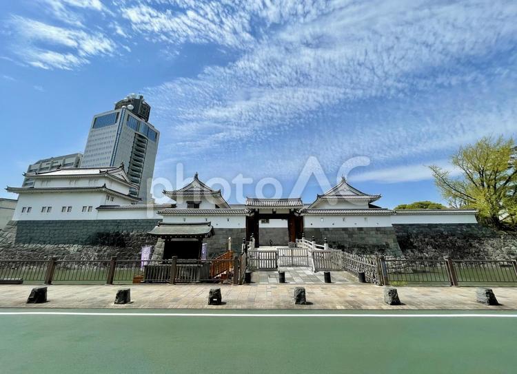 駿府城、巽櫓と東御門の春 駿府城,門,東御門の写真素材
