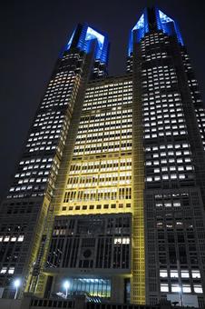 Tokyo Metropolitan Government Building night view and blue light, JPG Tokyo Metropolitan Government Building night view and blue light, JPG