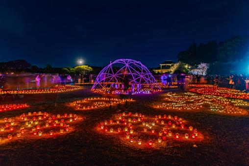 偕楽園　イルミネーション 偕楽園,イルミネーション,花火の写真素材