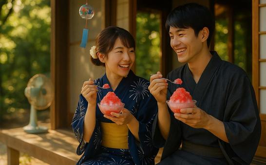浴衣カップルの夏デート(AI生成) 浴衣カップルの夏デート(AI生成)の写真
