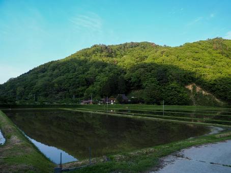 田園風景と青空 田園風景と青空の写真