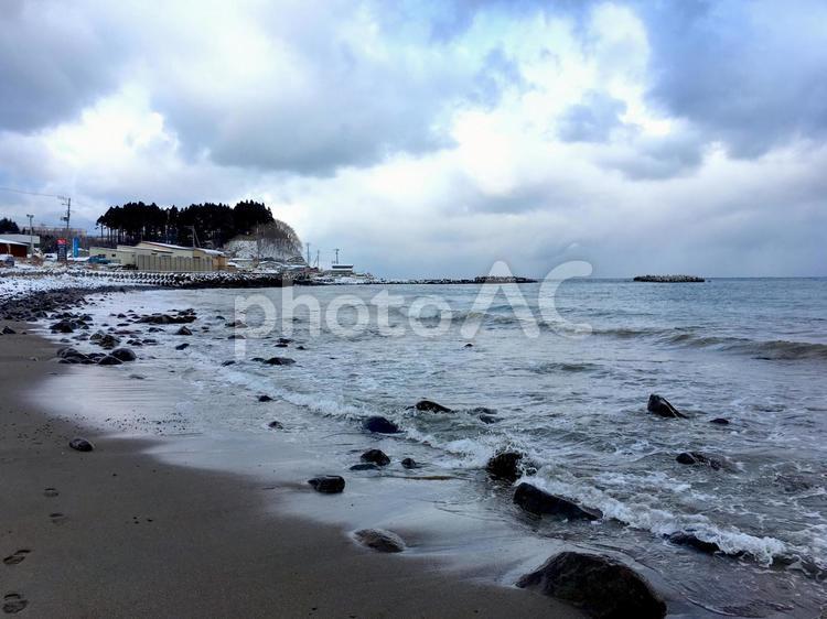 津軽海峡　冬の海 風間浦村,青森風間浦村,青森の写真素材