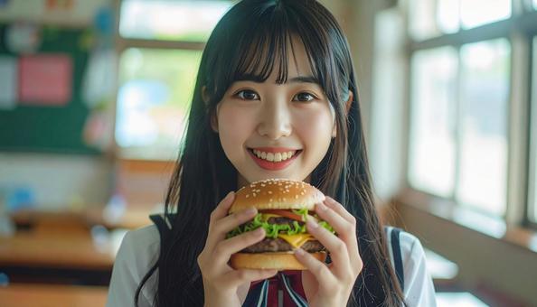 昼食はハンバーガーです 昼食はハンバーガーですの写真