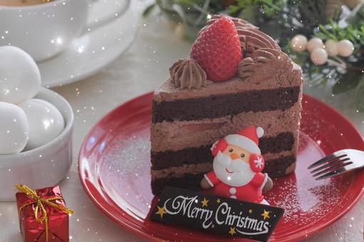 クリスマス、カットケーキとサンタさん クリスマス、カットケーキとサンタさん クリスマス,ケーキ,ショートケーキの写真素材