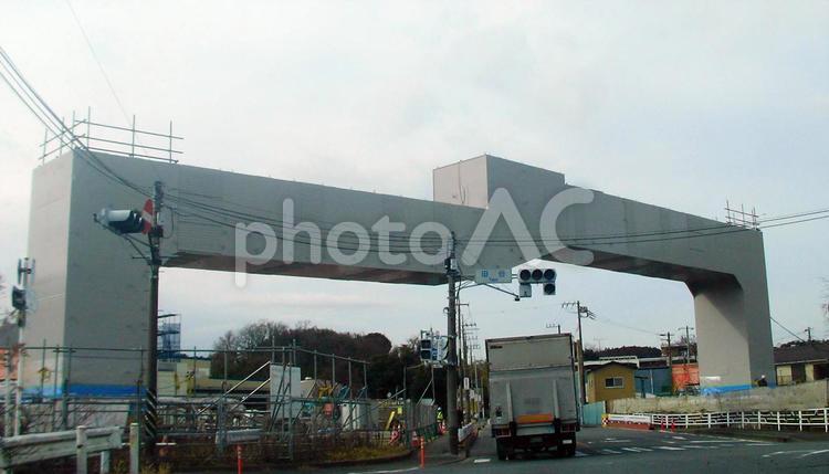 工事中の道路の橋げた 工事,橋げた,鉄骨の写真素材