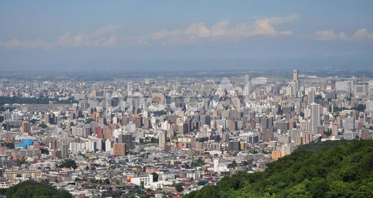 札幌の街の景色 大倉山,ジャンプ競技場,スキーの写真素材