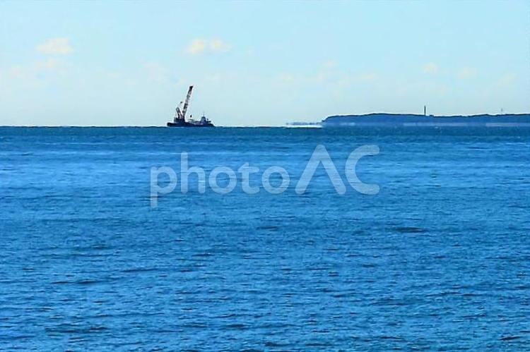 掘削作業中の海の様子 水平線,美しい,掘削船の写真素材