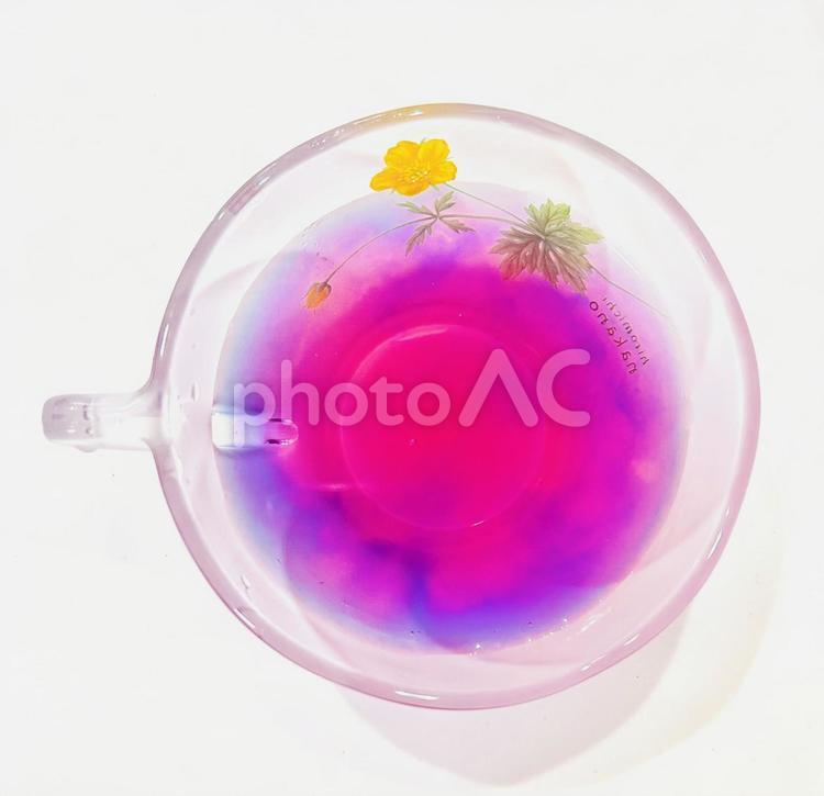 バタフライピー 夏っぽい,リラックス,ピンクのハーブティーの写真素材