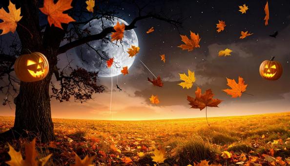 紅葉のなかのハロウィンの夜 紅葉のなかのハロウィンの夜の写真