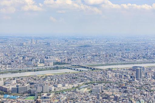 東京スカイツリーから見た景色 街並み,東京,自然の写真素材