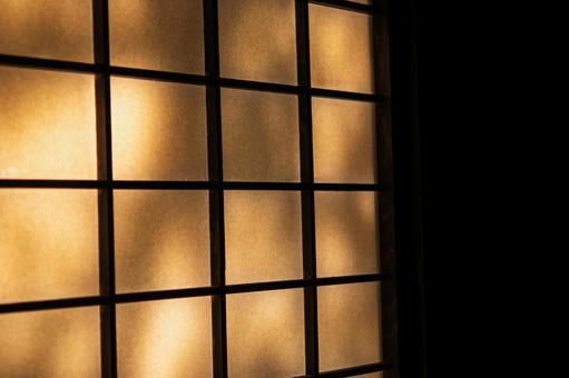 障子 障子,夕陽,古民家の写真素材