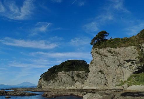 江の島の磯 江の島,岸壁,磯の写真素材