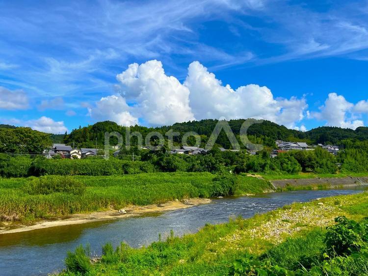 夏の風景 入道雲,青空,晴天の写真素材