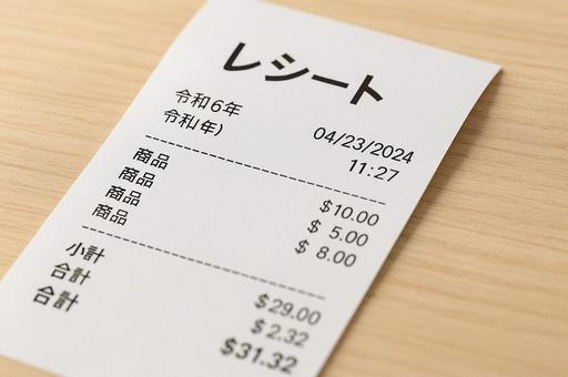 レシートのアップ・明細書・買い物・お会計 レシートのアップ・明細書・買い物・お会計の写真
