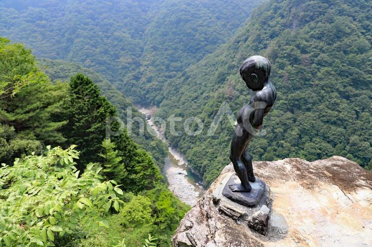 祖谷渓谷小便小僧1 かずら橋,祖谷渓谷,徳島県の写真素材