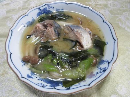 サバ缶の味噌汁 味噌汁,サバ,鯖の写真素材