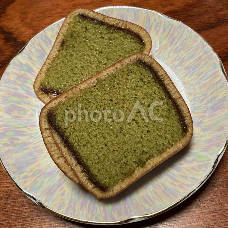 抹茶のカステラ風スイーツ 抹茶,カステラ風,お菓子の写真素材