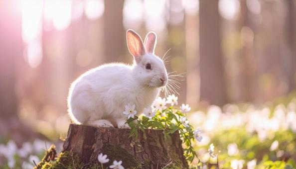 森の中のかわいいうさぎの写真