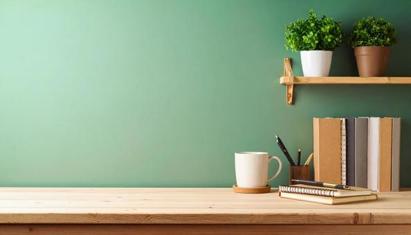 手帳とペンのシンプル風景の写真