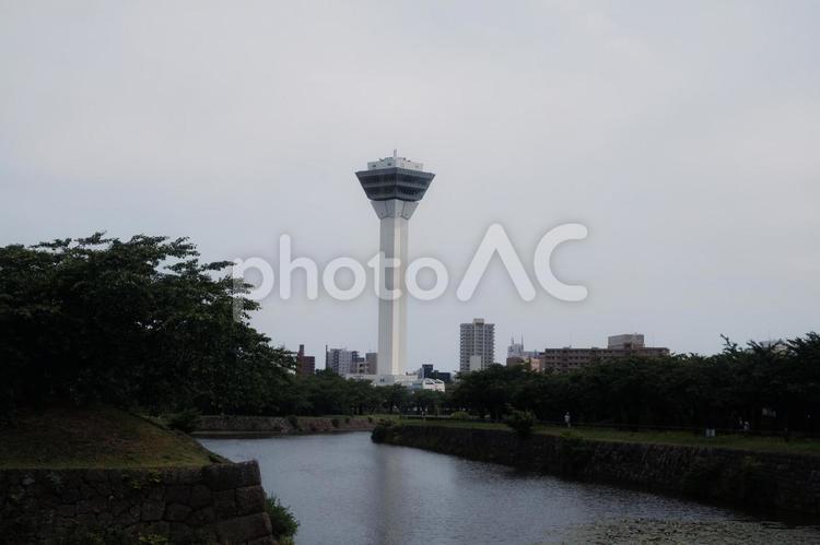 五稜郭公園から見た五稜郭タワー 五稜郭,五稜郭公園,五稜郭タワーの写真素材