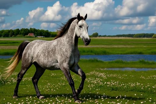 連銭葦毛の馬　2026年の干支午年の写真