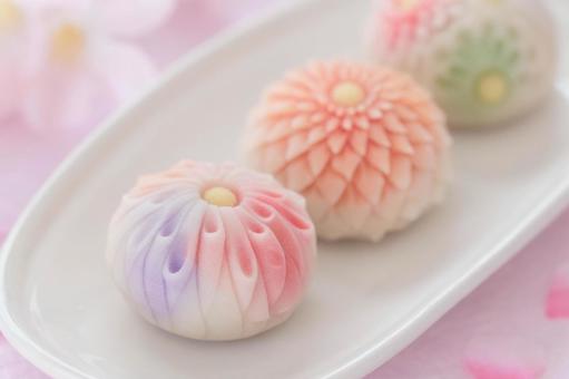 華やかな練り切り 練り切り,年賀状,和菓子の写真素材