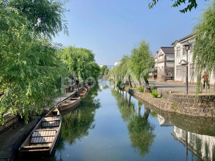 倉敷川のある眺め 倉敷川,岡山県,倉敷の写真素材
