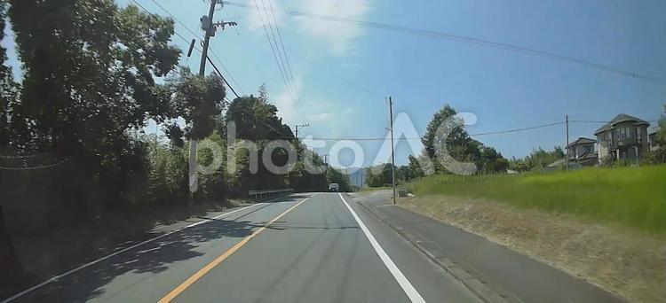 　　福岡県　田舎 道路,車道,町中の写真素材