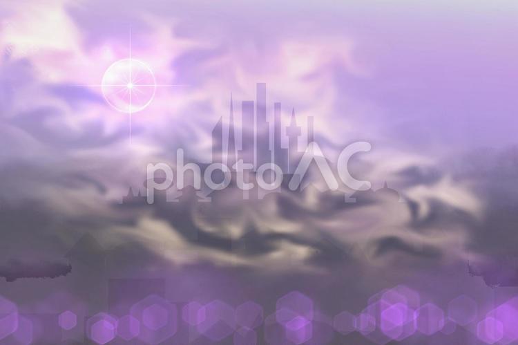 幻想的背景素材　雲の街 背景画像,背景,背景素材の写真素材