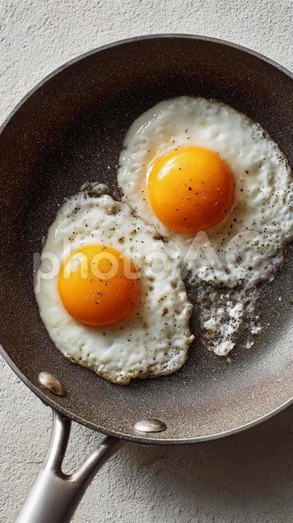 食欲をそそる、完璧な半熟目玉焼き 目玉焼き,卵,料理の写真素材
