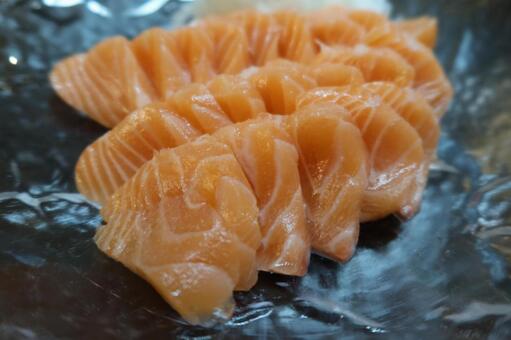 アトランティックサーモンのお造り（寄り） サーモン,鮭,刺身の写真素材