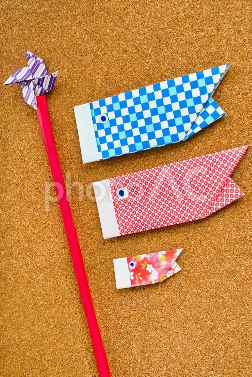 こいのぼり　折り紙　origami こいのぼり,コイノボリ,鯉のぼりの写真素材