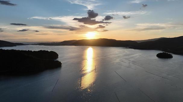 万石浦の夕暮れ 万石浦の夕暮れの写真
