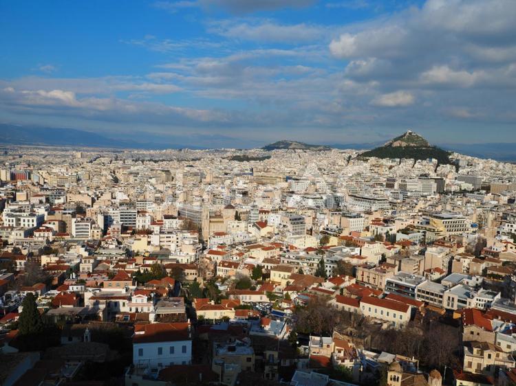 ギリシャの街並み 展望,風景,景色の写真素材