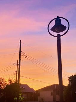 Early morning sky in a residential area, JPG