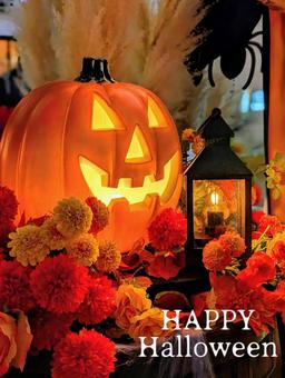 ジャックとママリーゴールド ロゴ入り ジャックとママリーゴールド ロゴ入り ハロウィン,ハロウィーン,かぼちゃの写真素材