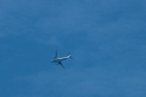 飛行中の航空機と芦屋航空祭の風景 飛行機,航空機,旅客機の写真素材