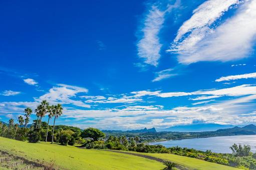 鹿児島　開聞山麓自然公園（トカラ馬牧場） 開聞山麓自然公園,トカラ馬牧場,開聞岳の写真素材