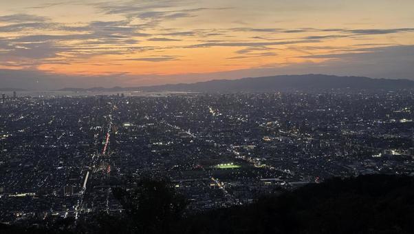 夜景ぼくらの広場（生駒山／なるかわ園地） ぼくらの広場,生駒山,夜景スポットの写真素材