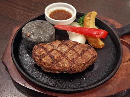Grilled handmade hamburger steak with pellets, hamburger, handmade, grilled eyes, JPG