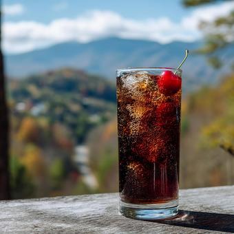 炭酸が弾けるコーラの風景の写真