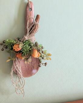 しゃもじスワッグ 花,グリーン,壁掛けの写真素材