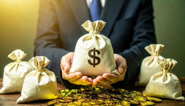 貯金イメージ ビジネスマンの手にあるお金 貯金イメージ ビジネスマンの手にあるお金の写真