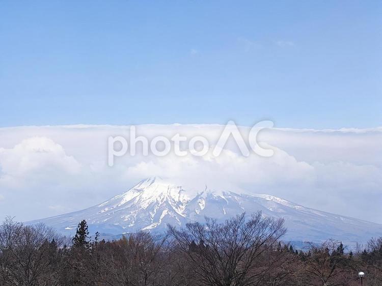 2023残雪の津軽富士（岩木山） 岩木山,津軽富士,残雪の写真素材
