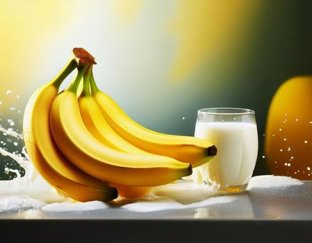 牛乳とバナナの写真