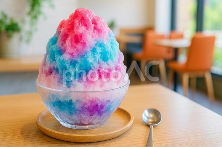 カラフルな映えかき氷・夏スイーツ・カフェ かき氷,カラフル,夏スイーツの写真素材