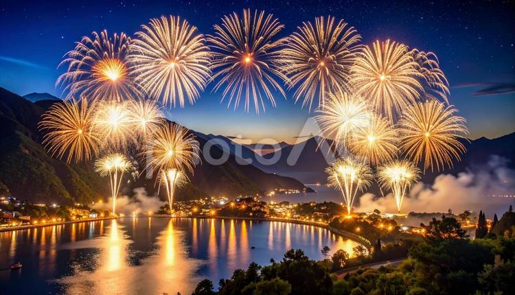 川　打ち上げ花火　夏 夏,花火,打ち上げ花火の写真素材