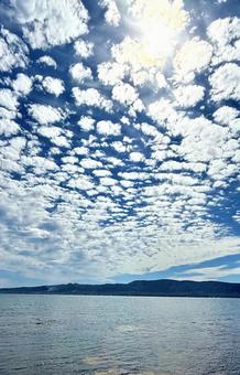 海と鰯雲 秋の空 海と鰯雲 秋の空 イワシ雲,秋,空の写真素材