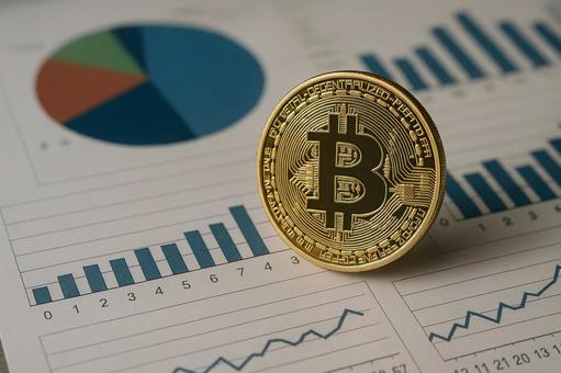 ビットコインと円グラフ ビットコインと円グラフの写真
