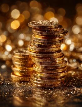 きらめく背景と金貨:成功への道のり きらめく背景と金貨:成功への道のりの写真